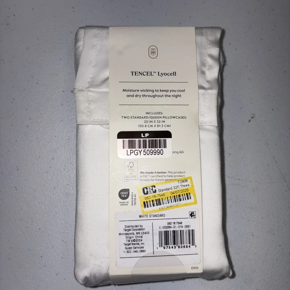 Threshold Cool Tencel Lyocell Pillowcases Standard/Queen White